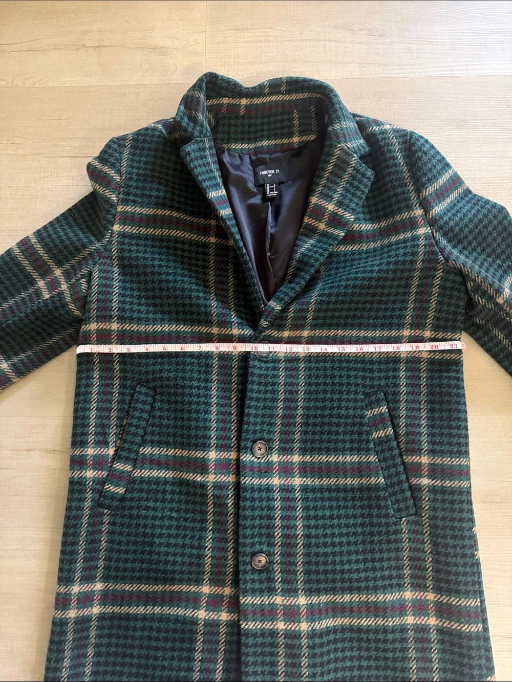 Forever 21 Green Plaid Pea Coat